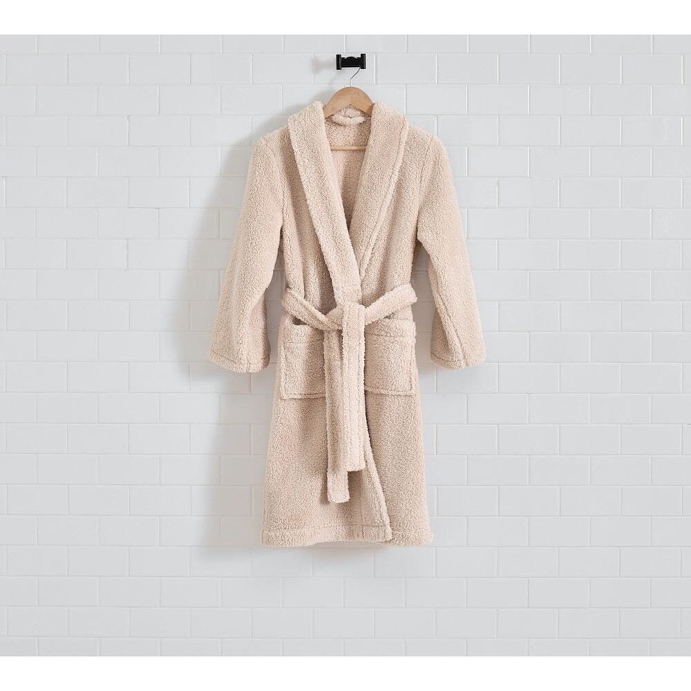 Pottery Barn Sherpa Robe Champagne Blush Size Medium Cozy Plush Bathrobe